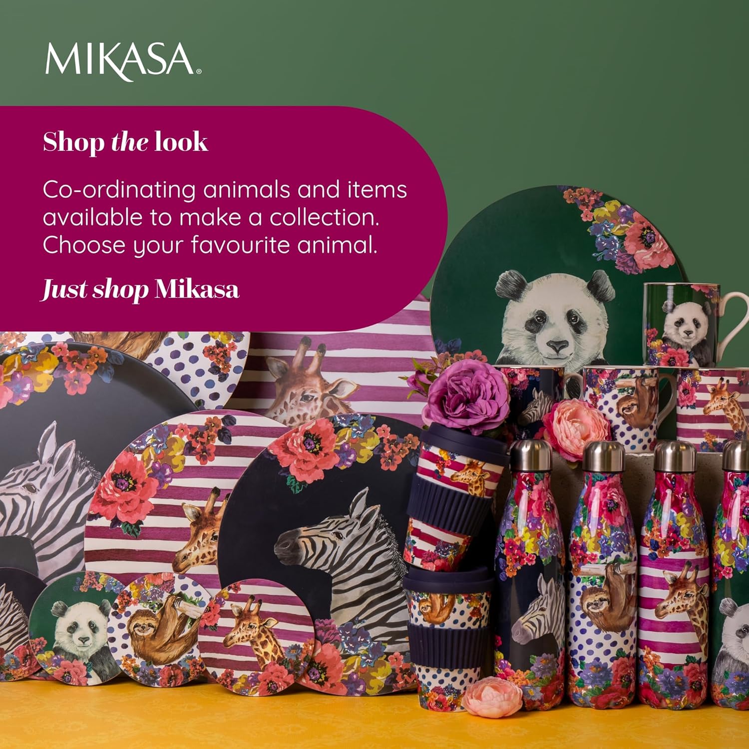 Mikasa Wild at Heart Water Bottle, 500 ml, Reusable Insulated Stainless Steel Bottle with Screw Cap for Travel, School or Gym, Panda Print – Bild 7