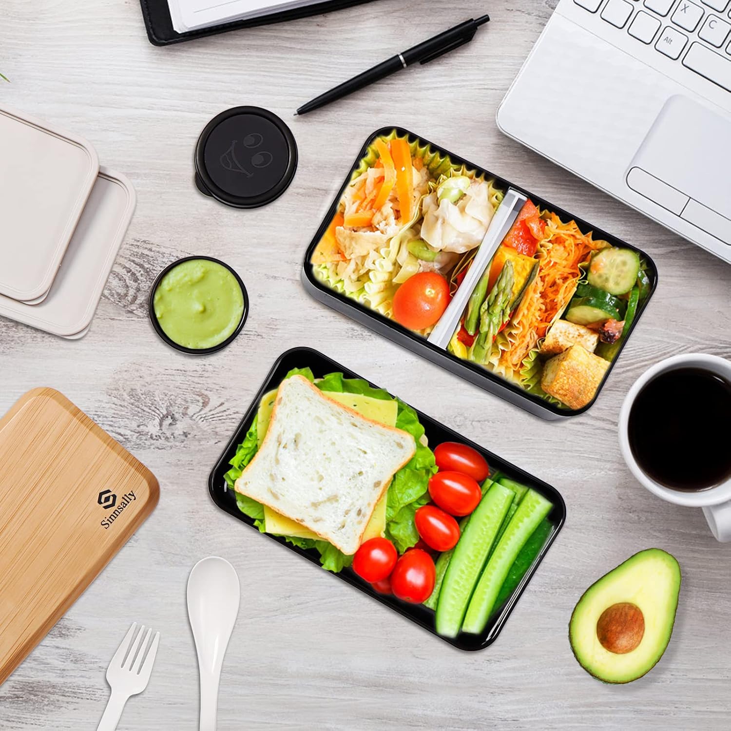 Sinnsally Lunch Bento Box Japanese for Adults, 1400 ml Children's Lunch Box with Compartments, Lunch Box with Cutlery, Lunch Box, Lunch Box, Food Box, Breakfast Box, Lunch Box with Dividers – Bild 4