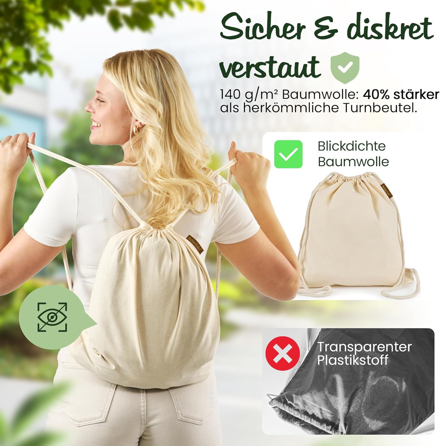 Cotton Set of 10 Gym Bag Sports Bag Drawstring Bag Jute School Backpack – Bild 2