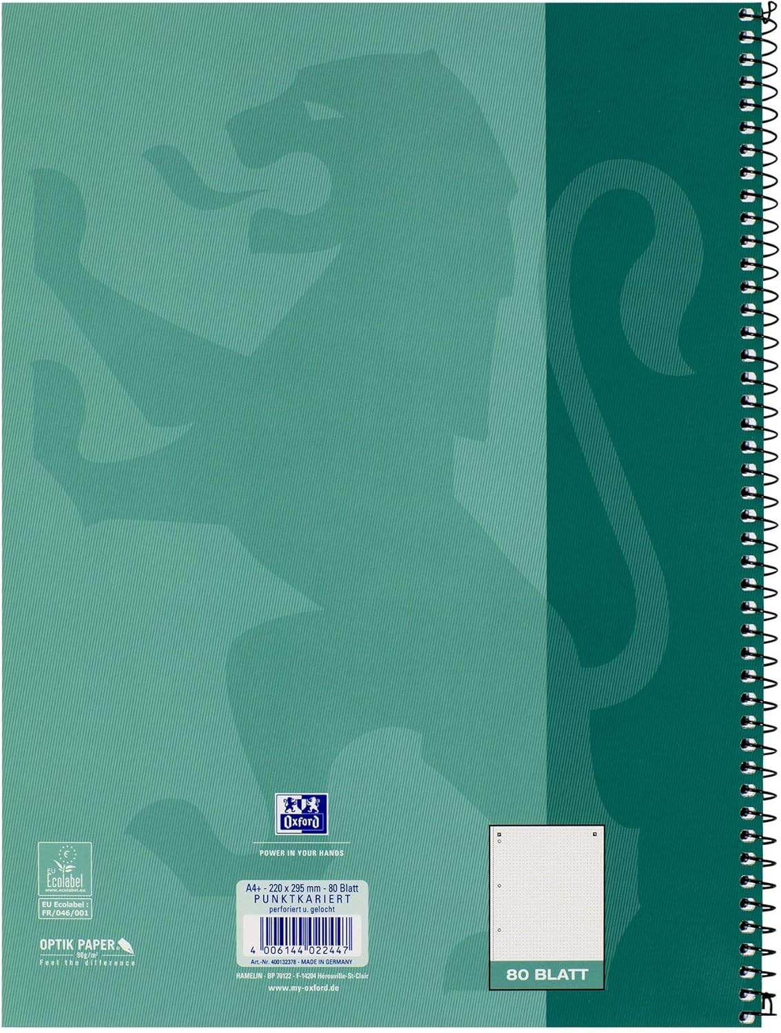 Oxford College Notepad A4 Dotted, 80 Sheets, Green Blue, Pack of 5 – Bild 7