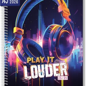 Student Timer with Spiral Bound 2025/2026 A5 „Play It Louder“ School Calendar 25/26, School Calendar, School Planner, Homework Book, School Planner 25/26 – Sustainable & Climate Friendly