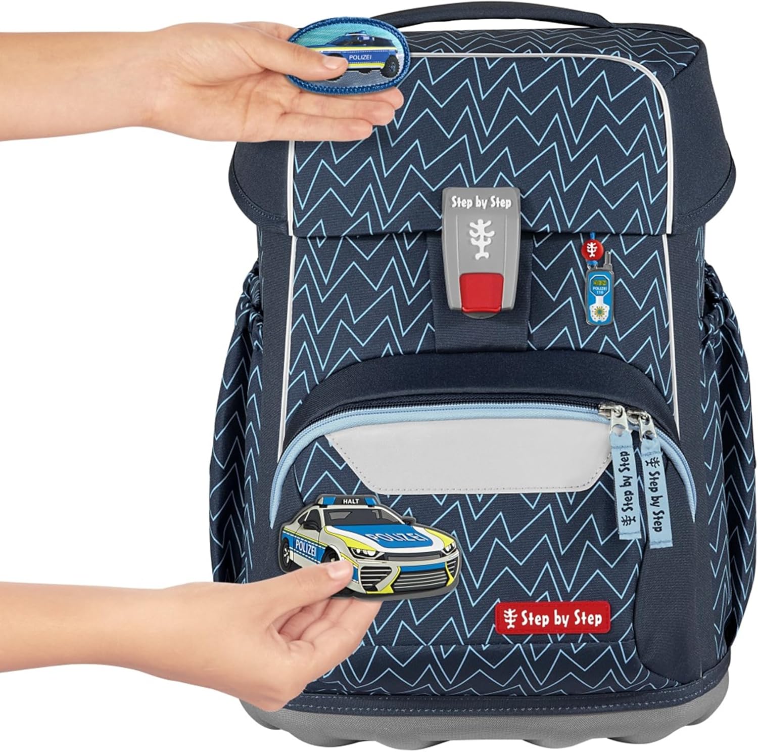 Step by Step Basis Blue Lines School Bag Set, 4 Pieces, Blue, Ergonomic Satchel with Reflectors, Hip and Chest Strap, for Children from 1st Grade, 20 Litres, Blue Lines, Casual – Bild 3
