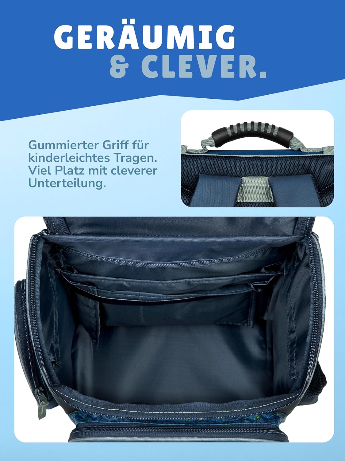 Familando School Bag 1st Class · Ergonomic Satchel · School Bag for Boys and Girls (Complete Set with School Cone, Dinosaur Dinosaur World) – Bild 6