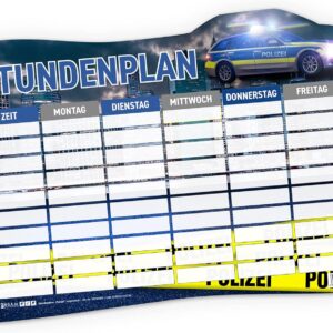 itenga Timetable DIN A4 Magnetic Police Motif 31 x 22.5 cm Wipeable e.g. for the Fridge