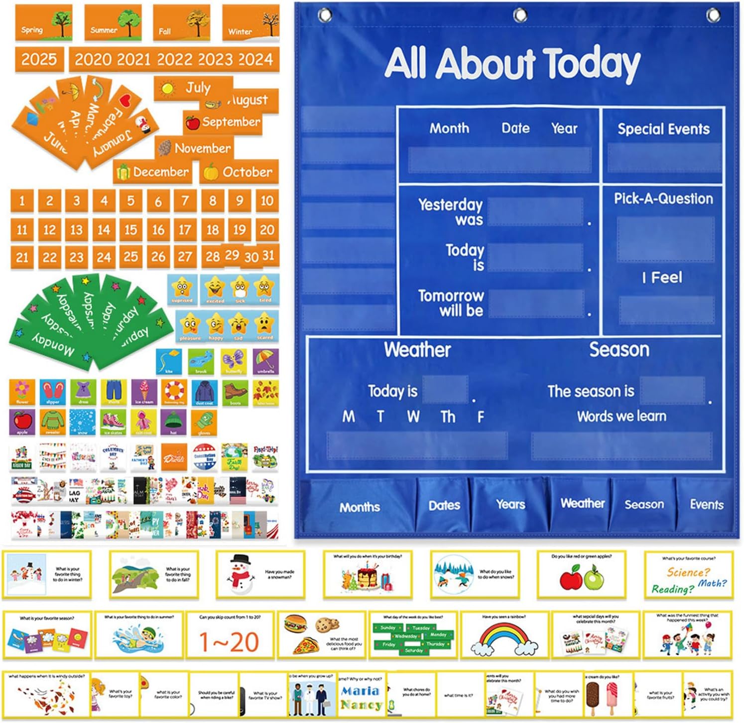 Klassenzimmer Taschendiagramm Großer Taschenkalender für Klassenzimmer | Lernprogramm Vorschule Lernaktivitäten für Briefkarten Redezeit Kinder Schüler Schulbedarf