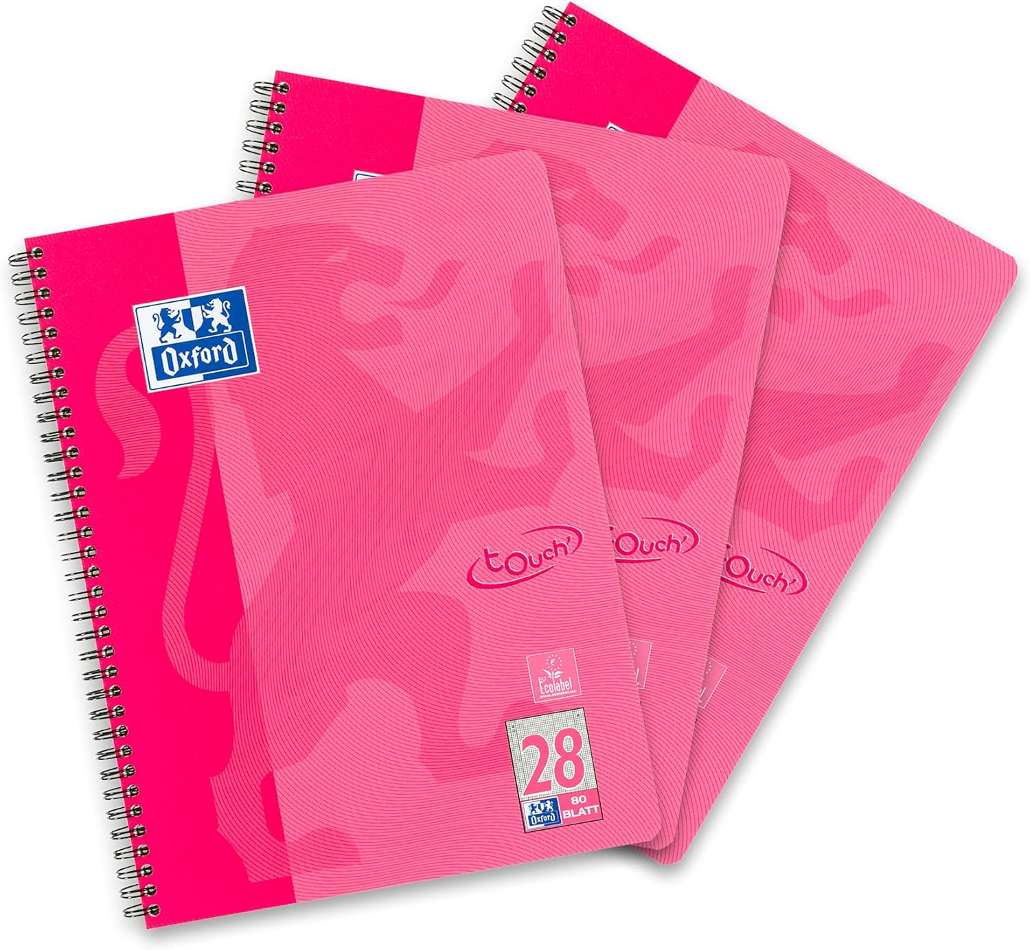 Oxford Touch College Notepad A4 Squared Double Margin 80 Sheets Pink (Pack of 3)