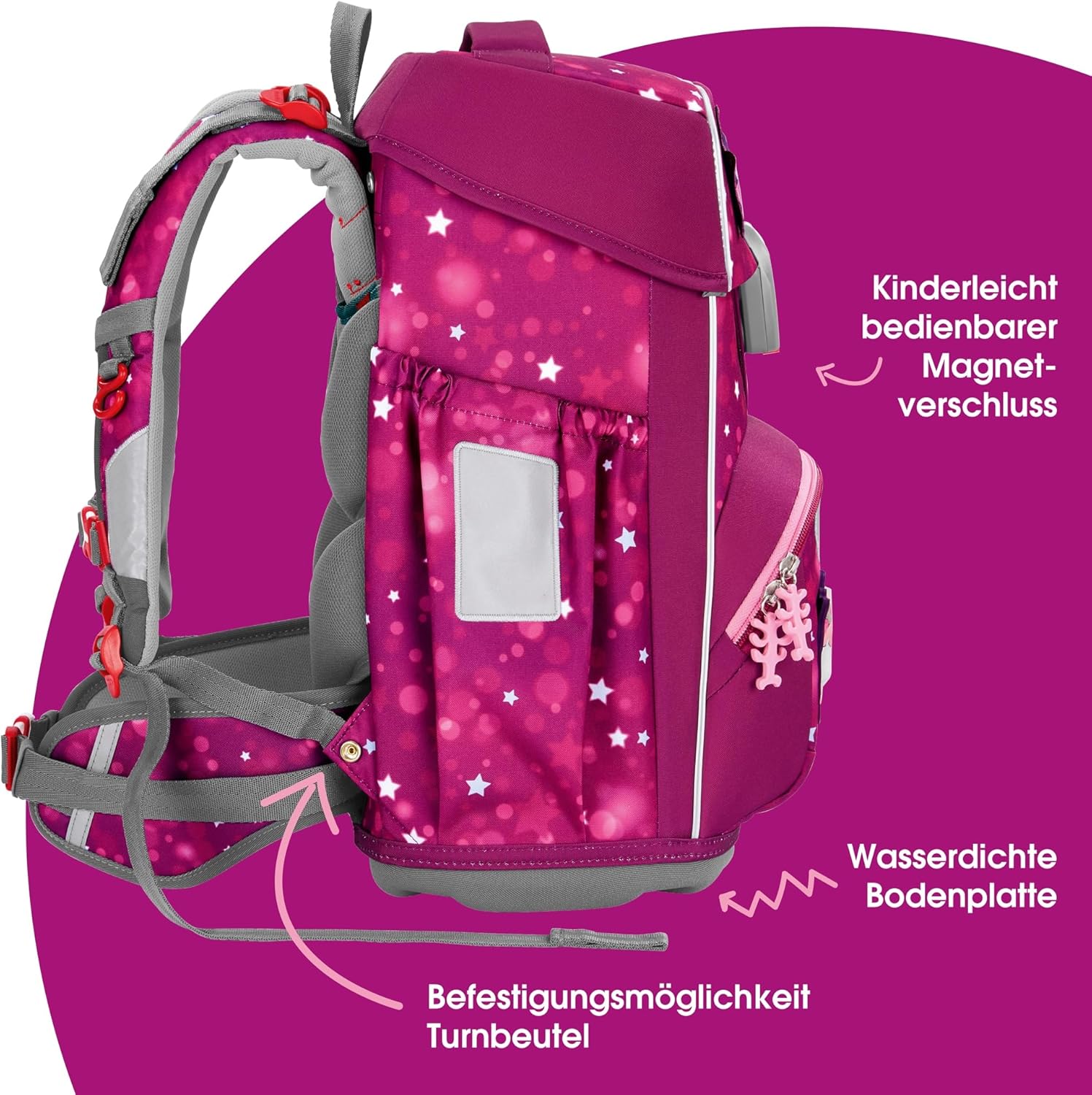 Step by Step Giant Sweet Unicorn Nuala School Bag Set, 5 Pieces, Pink, Ergonomic Satchel with Reflectors, Height Adjustable with Hip and Chest Strap, for Girls from 1st Grade, 23 Litres – Bild 3
