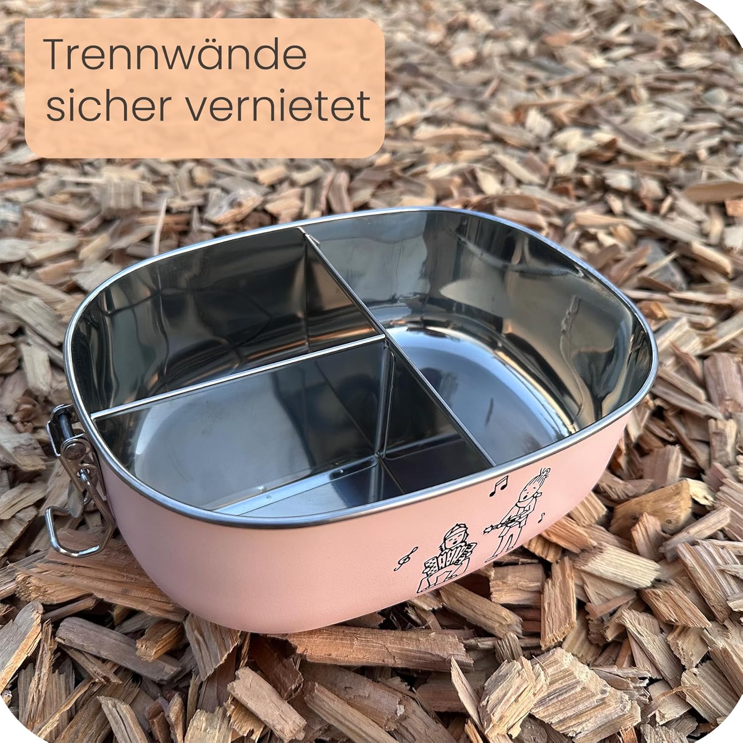 Ringwald Stainless Steel Pink Lunch Box Nursery School Large 1400 ml Lunch Box Lunch Box Compartments Divider BPA Free Plastic Free Bento Box Bamboo Lid Pink – Bild 6