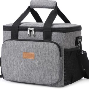 Lifewit Large Lunch Bag 12 Cans (8.5 L) Insulated Lunch Box, Soft, Cooling Box, Cooler Bag, for Adults, Men Women, Grey