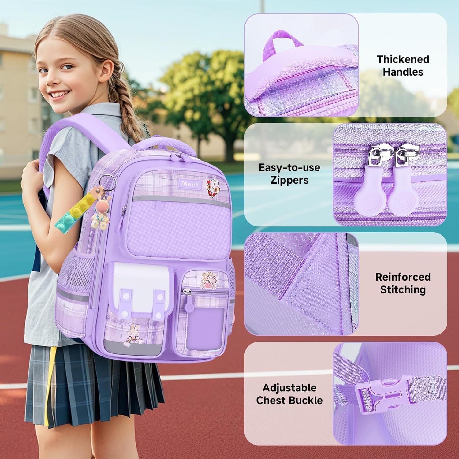 School Backpack Girls 1-6 Class, 2025 Backpack School Children Kawaii School Bag Ergonomic with Reflective, School Bag 6-12 Years Water-Repellent and Lightweight 24 L, 6011 – Bild 2