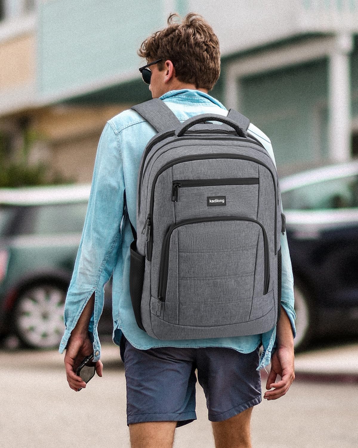 Men's 15.6 Inch Laptop School Backpack Boys Teenager Backpack School Bag for Work Hiking Travel Camping with USB Charging Port – Bild 7