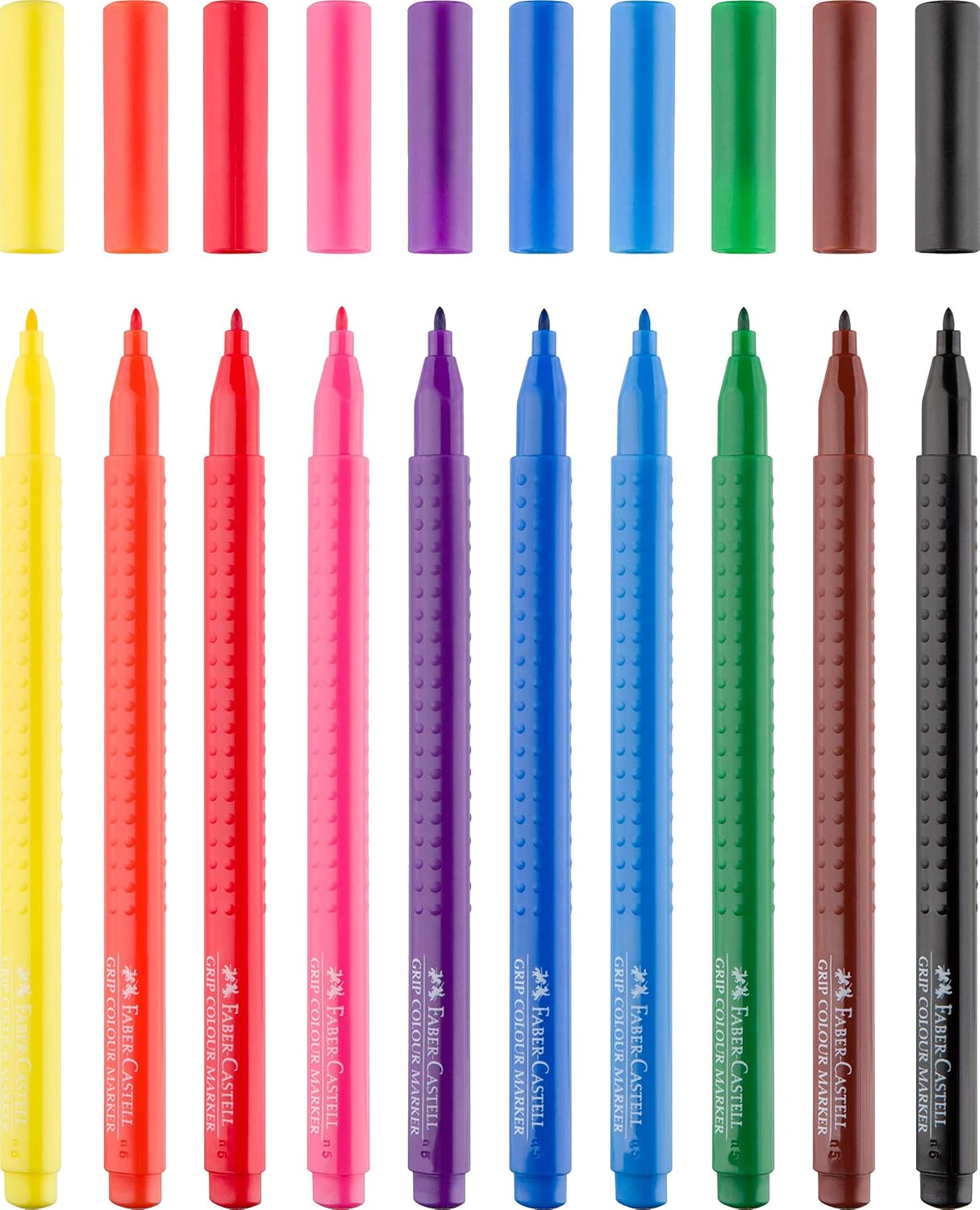 Faber-Castell 155310 Fibre Tip Grip Colour Marker, Line Width 3.0 mm, Pack of 10 (Pack of 2) – Bild 3