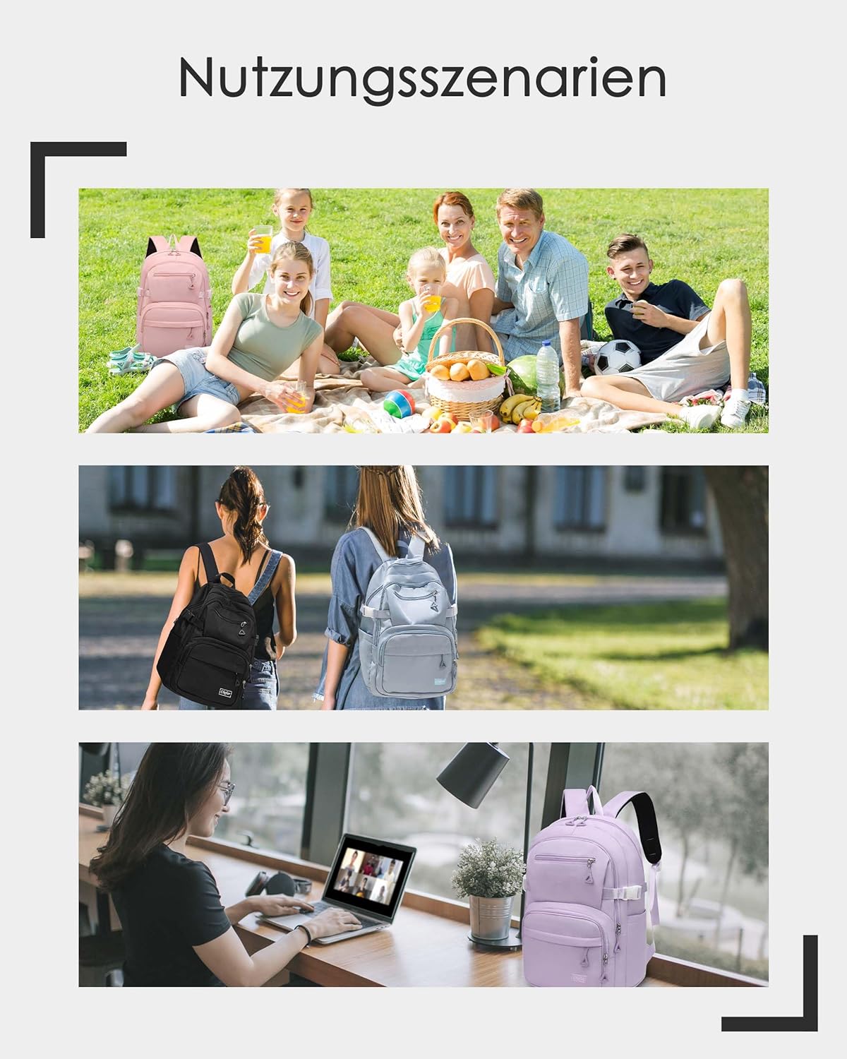 School Backpack Girls Boys Teenagers Waterproof School Bag Lightweight Backpack School Bag Comfortable School Bag Backpack Multi Bag School Backpacks Large for Girls Boys – Bild 7