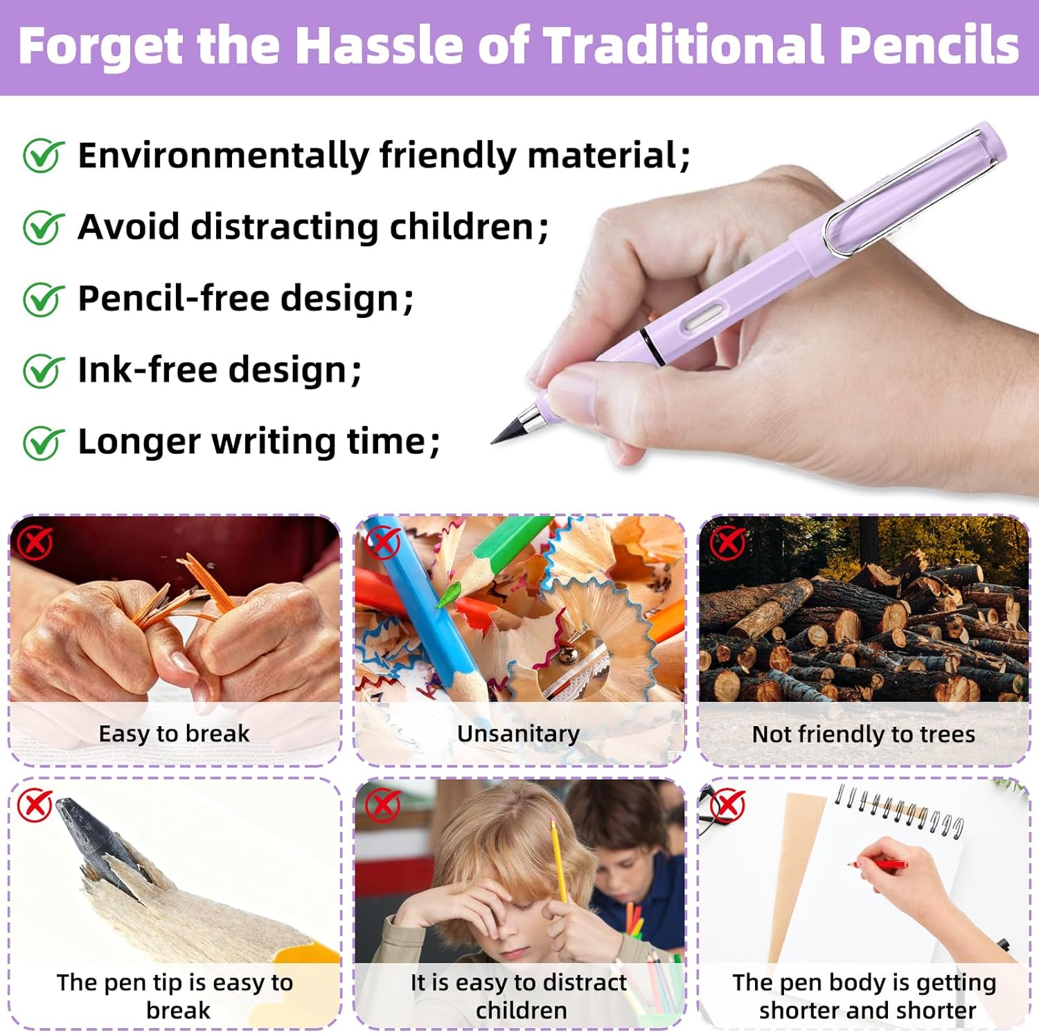 Eternal Pencil, Pack of 12 Swify Magic Pencil with 24 Interchangeable Heads, Colourful Inkless Colouring Pencils with Eraser, Infinity Pencil for Adults, Students and Artists – Bild 4