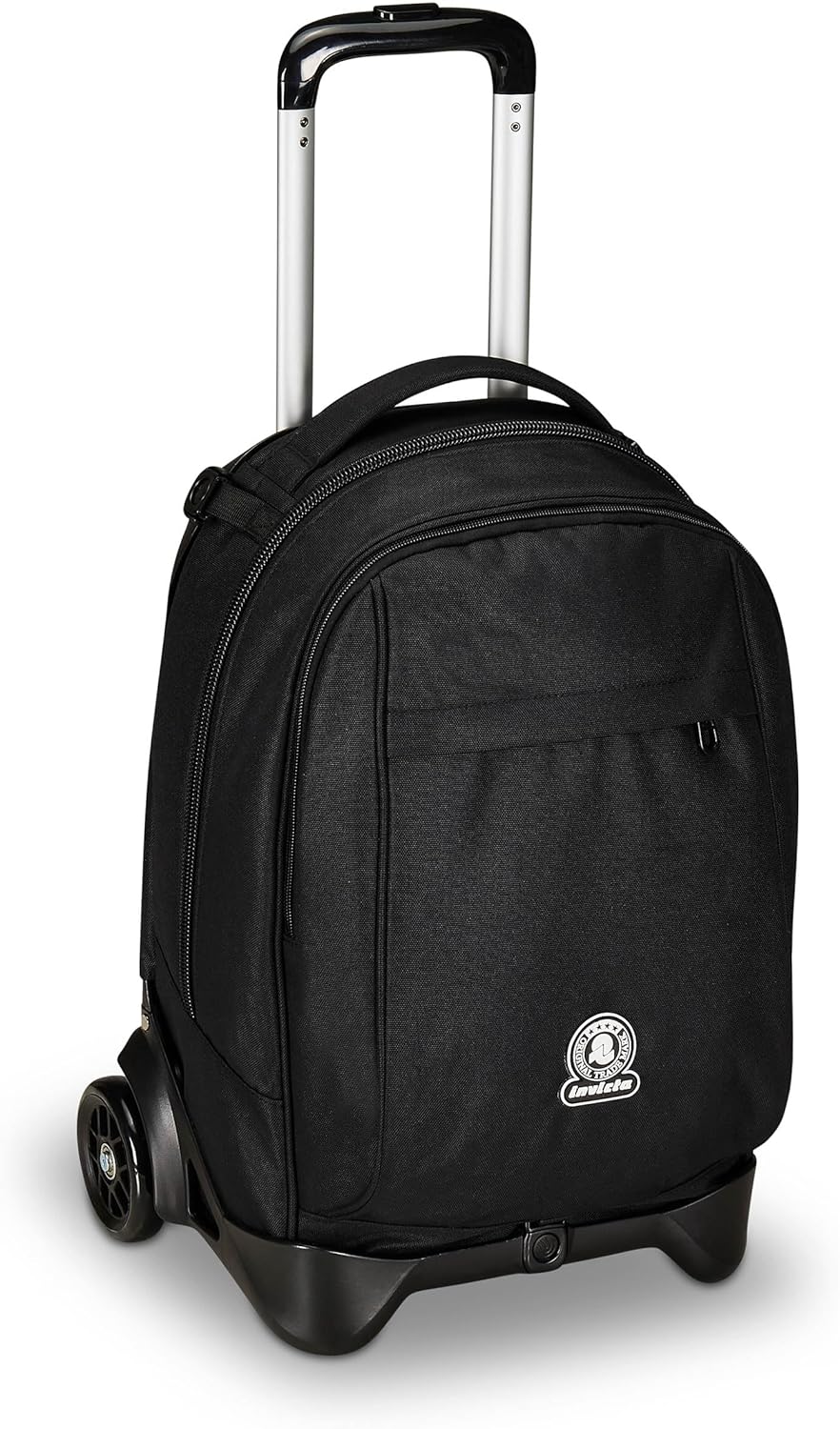Invicta New Tech Trolley Satchel 3 in 1 Backpack with Removable Trolley Pull Backpack with Multi Pockets Wheels for School Travel and Leisure Boys Girls Black