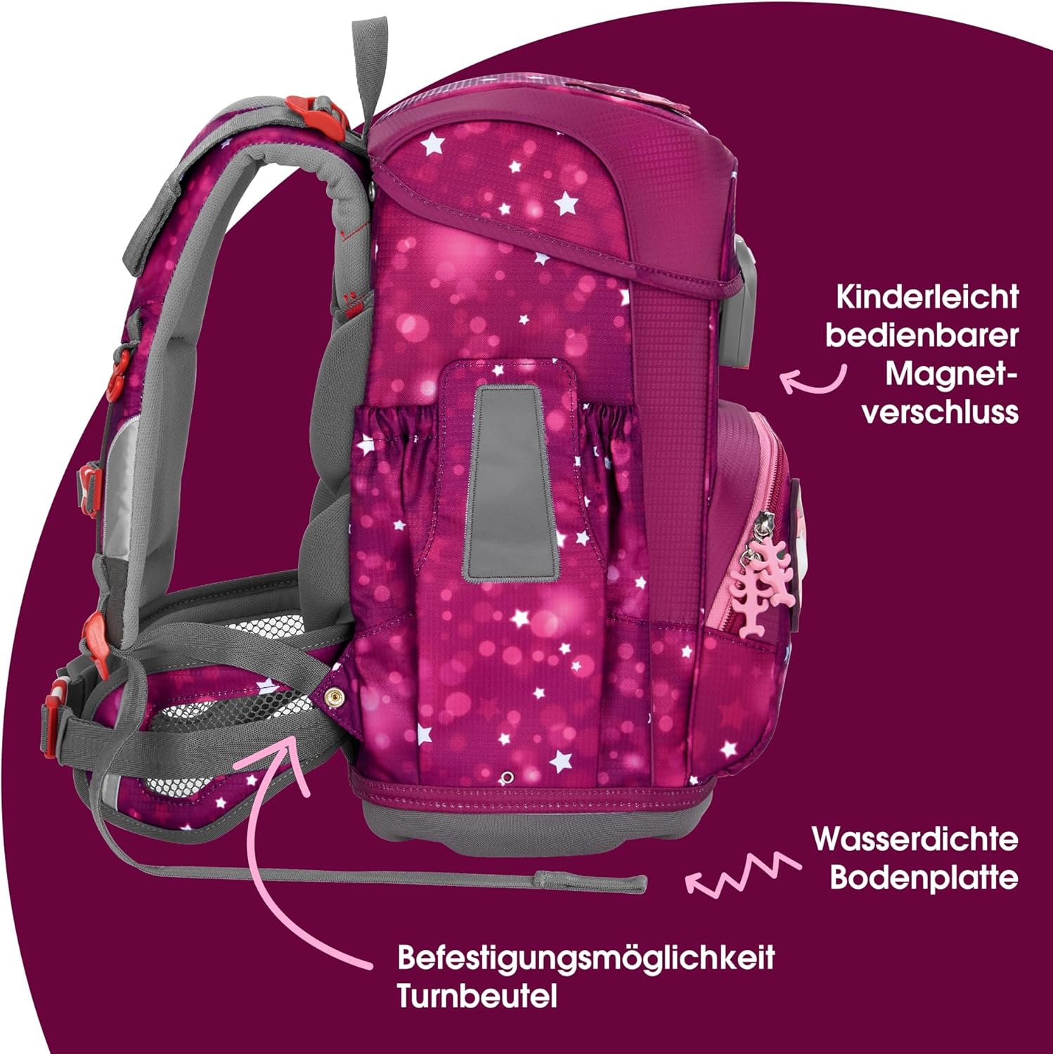 Step By Step School Bag Set Cloud, 5 Pieces, Ergonomic Bag with Reflectors, Height Adjustable with Waist Belt, From Year 1 19 L – Bild 3