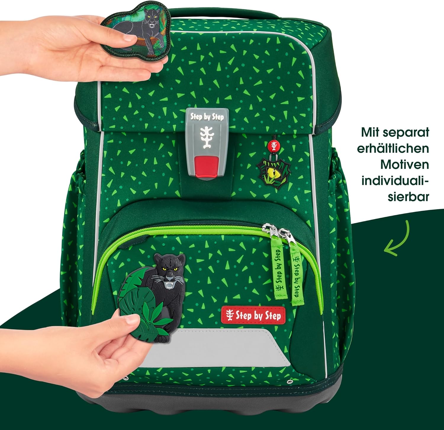 Step by Step Basis Green Graphics School Bag Set, 4 Pieces, Green, Ergonomic Satchel with Reflectors, Hip and Chest Strap, for Children from 1st Grade, 20 Litres – Bild 6