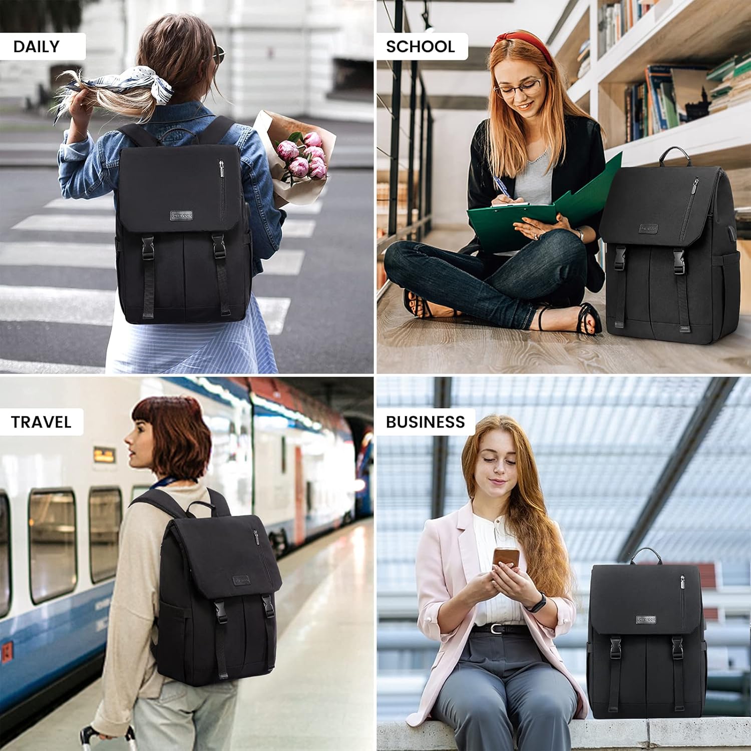 LOVEVOOK Laptop Backpack Women Men Large 17.3 Inch Backpack Waterproof School Backpack Teenager Girls School Bag Boys Backpack Women Casual Daypacks for University School Travel Business – Bild 7