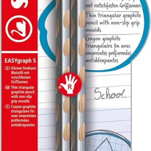 Handwriting Pencil - STABILO EASYgraph S Metallic - Right Handed - Silver - 2pcs - HB