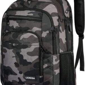 Backpack Men’s 15.6 Inch Backpack Men’s Laptop School Backpack Boys Teenagers with USB Charging Port for Business Work Backpack for University Travel Work School Camouflage