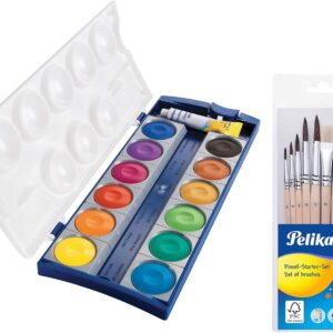 Pelikan DIN 5023 Opaque Paint Box Set K12, 12 Colours and 1 Tube Opaque White, School Standard, multicolour