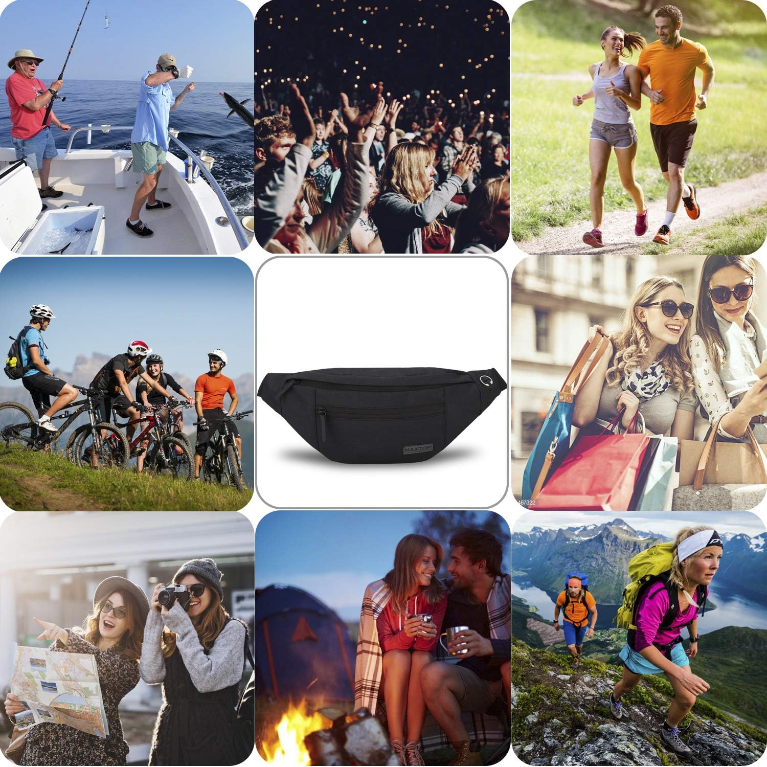 Maxtop Bum Bag for Men and Women, Waist Bag, Outdoor Large Mobile Phone Bag, Sports, Waterproof, Running Belt Shoulder Bag, Money Belt for Camping, Hiking, Fitness, Cycling, Gifts – Bild 7