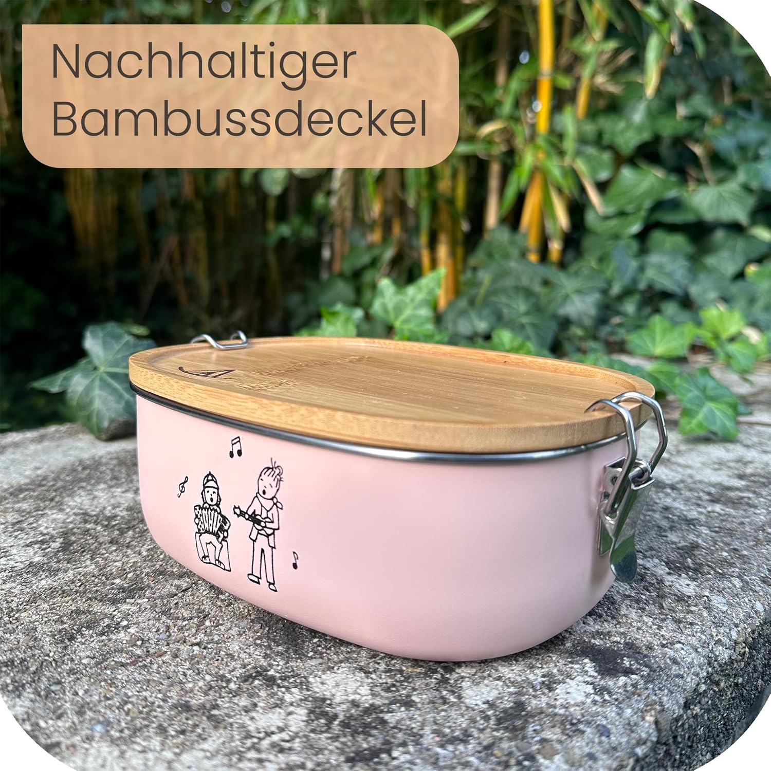 Ringwald Stainless Steel Pink Lunch Box Nursery School Large 1400 ml Lunch Box Lunch Box Compartments Divider BPA Free Plastic Free Bento Box Bamboo Lid Pink – Bild 2