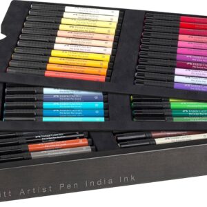 Faber-Castell Pitt Artist Pen, 167194, 66 Artist Pens in Wooden Case, Waterproof Artist Ink