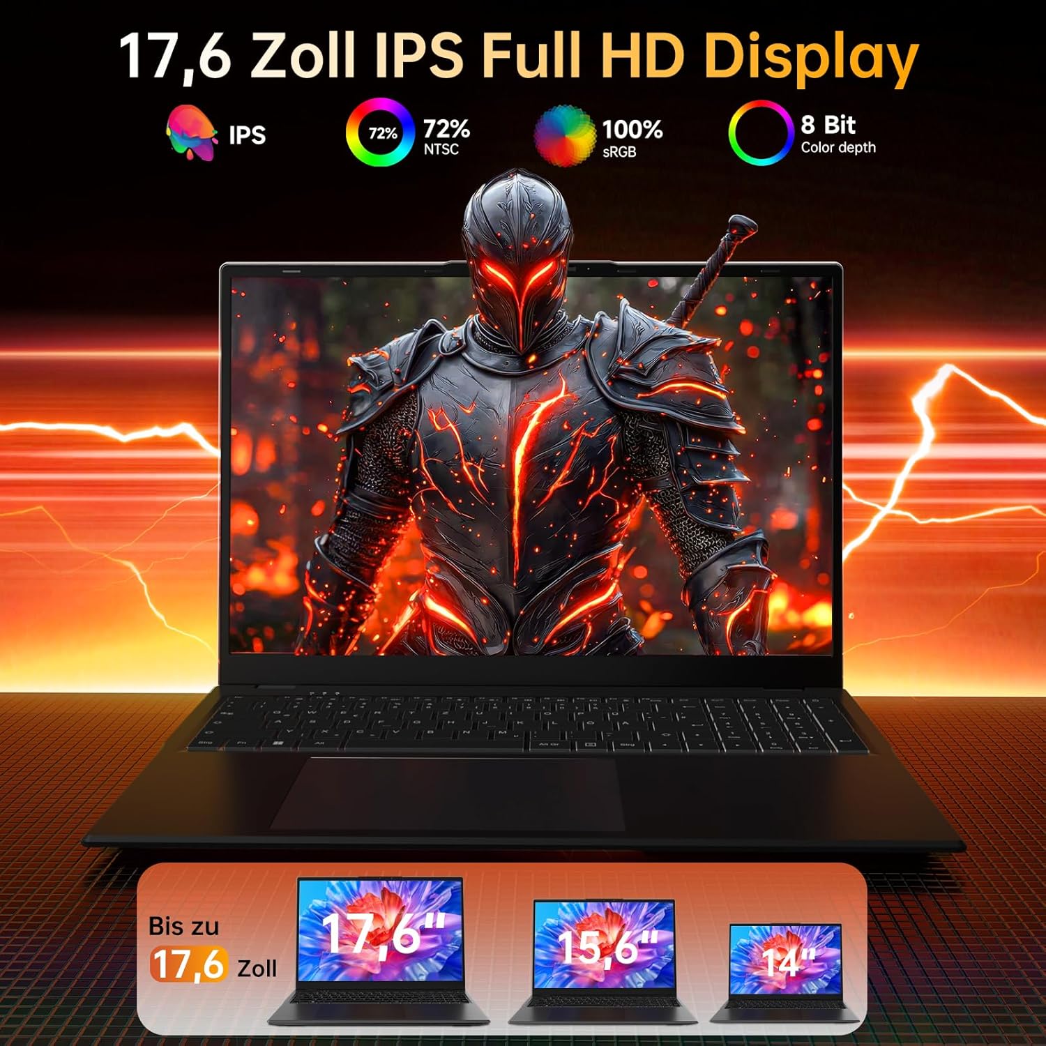 jumper Laptop 17.6 Inch 100% sRGB FHD Display, 16GB RAM 512GB SSD + 128GB eMMC, N95 CPU, Luminous Keyboard, WiFi 6, 7000mAh, Notebook for Students and Business – Bild 2