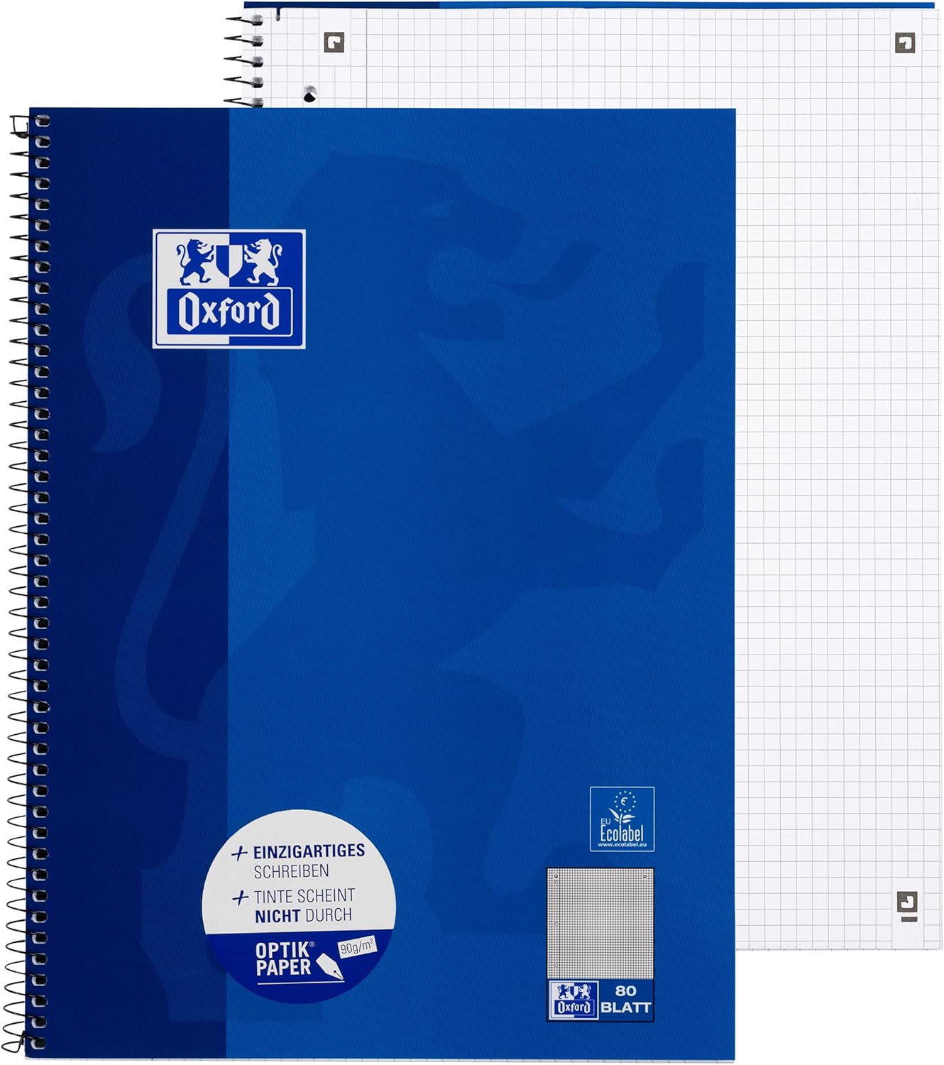 Oxford College Notepad, A4 Squared, 80 Sheets, Punched, Blue, Pack of 5 – Bild 2