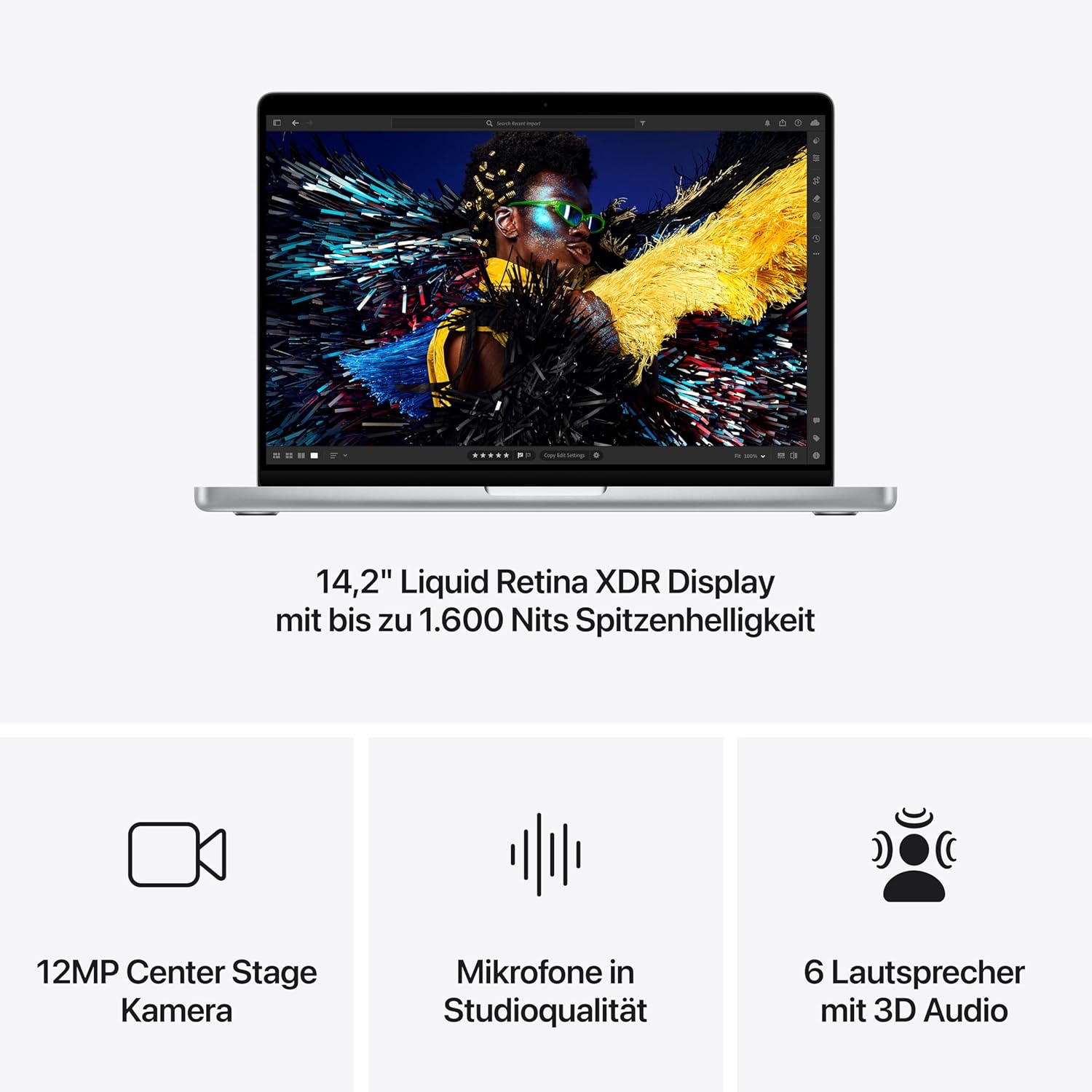 Apple MacBook Pro Laptop with M4 Pro Chip with 12-Core CPU and 16-Core GPU: 14.2" Liquid Retina XDR Display, 24GB Shared Memory, 512GB SSD Storage; Silver – Bild 5