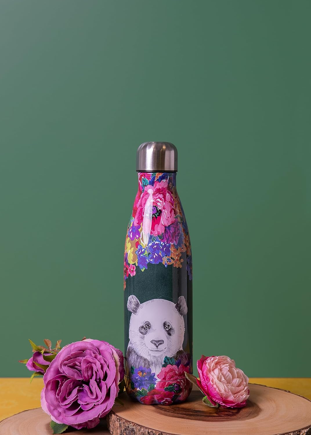 Mikasa Wild at Heart Water Bottle, 500 ml, Reusable Insulated Stainless Steel Bottle with Screw Cap for Travel, School or Gym, Panda Print – Bild 8
