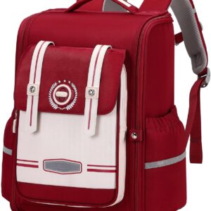 School Backpack Girls Ergonomic, Children’s Backpacks 1-4th Class with Chest Strap, 2025 School Bag School Lightweight with Reflective 21L – Red