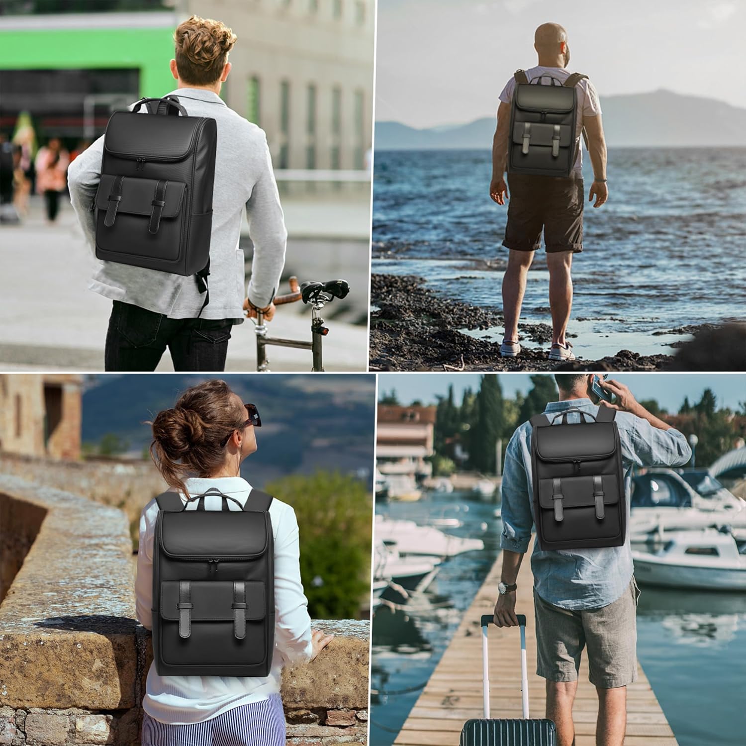Business Backpack Men's Waterproof 15.6 Inch Laptop Backpack Women's Work School Backpack Girls Teenagers for Leisure University Travel Black, black, Casual – Bild 6