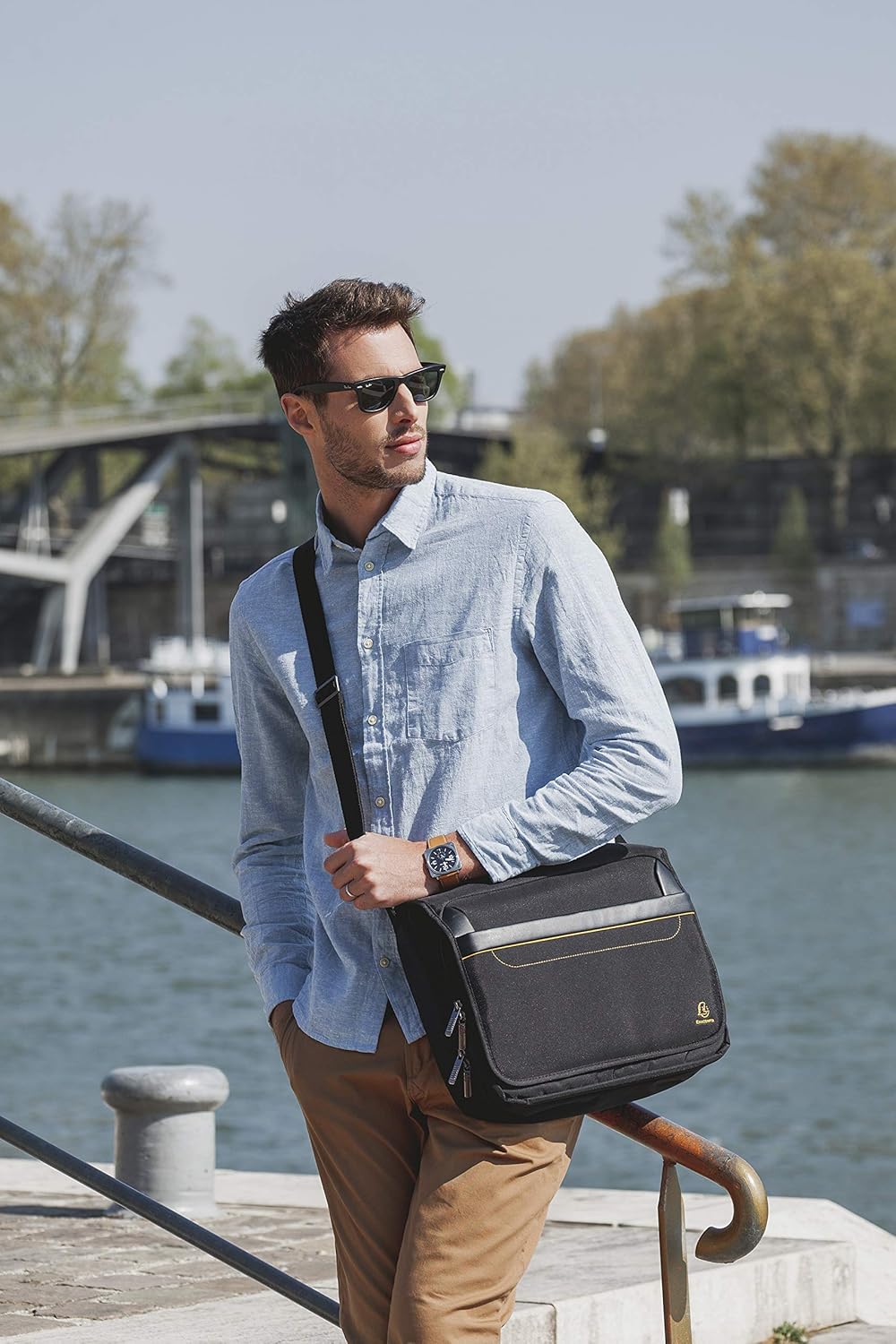 Exacompta 17234E Premium Laptop Shoulder Bag Exactive with Many Inner Pockets, Water-Repellent, Suitable for Laptops and Notebooks up to 14, Ideal for School, University and Work, Black – Bild 12