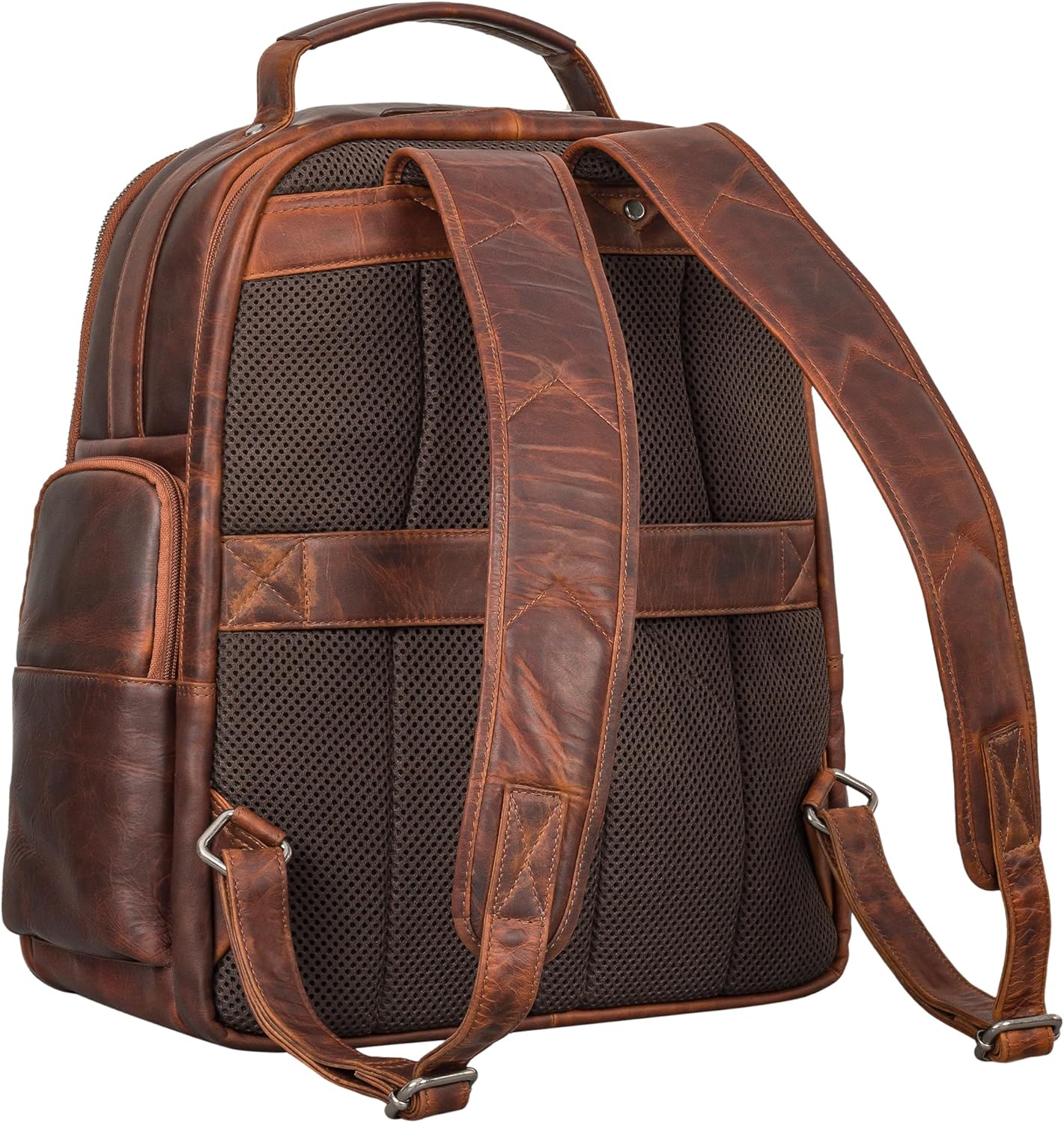 STILORD 'Josef' XXL Leather Backpack with Laptop Compartment 15.6 Inch Business Backpack Men and Women Large Leather Backpack for Work, Office, University, School, Leisure, Genuine Leather, Ambra - – Bild 5