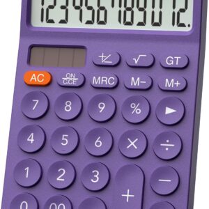 CATIGA 12 Digit Desktop Calculator with Large LCD Display, Round Design, Big Button, Solar and Battery Dual Power, Standard Function for Office, Home, School, SD-1292