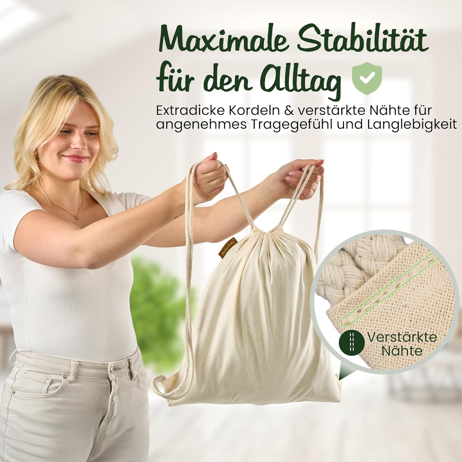 Cotton Set of 10 Gym Bag Sports Bag Drawstring Bag Jute School Backpack – Bild 3