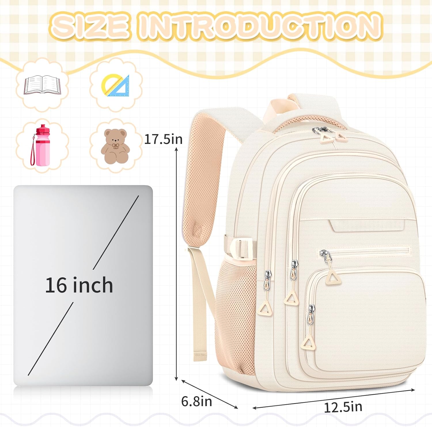 Cute Backpack for School Girls Aesthetic Backpack Women College Bookbag Large Student Laptop Bag Travel Leisure – Bild 3