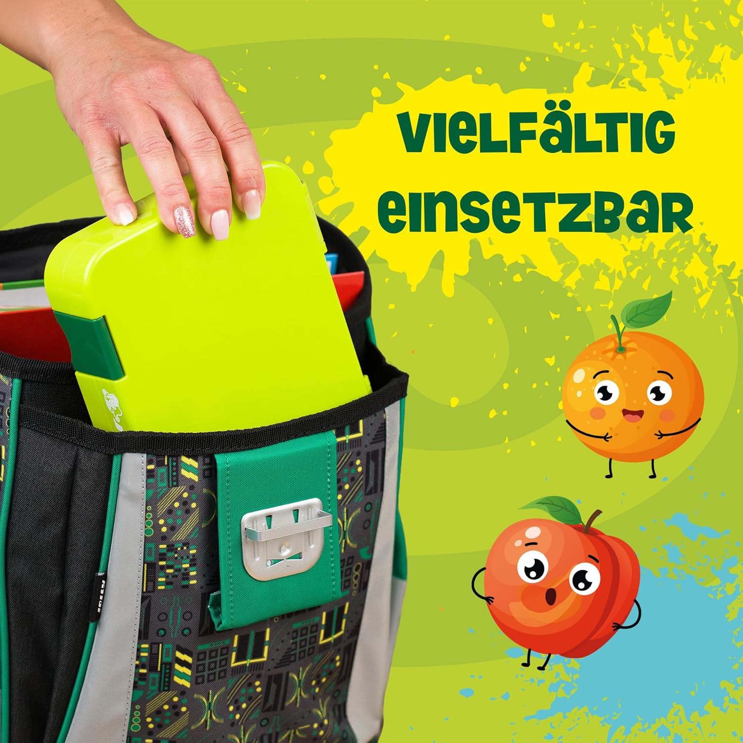 JOLLY Lunch Box, Leak-proof Lunch Box with Removable Compartments, BPA-Free & Dishwasher Safe, Child-Friendly, Compact & Robust, Ideal for School, Trips & Nursery, Green – Bild 7