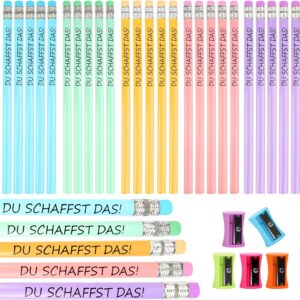 Pack of 30 Lucky Pencils with Eraser, You Create The HB Wooden Pencils, Multicoloured Set for Drawing and Writing for Adults, Teachers, Colleagues, Children, School, 5 Cutting Tools