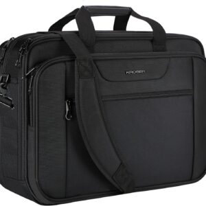 Rockrose Laptop Bag, XXL, 18.5-Inch (47 cm) Shoulder Bag, Business Briefcase Fits up to 18-Inch Waterproof Shoulder Bag, Expandable Capacity for Travel/School/Men/Women, Black
