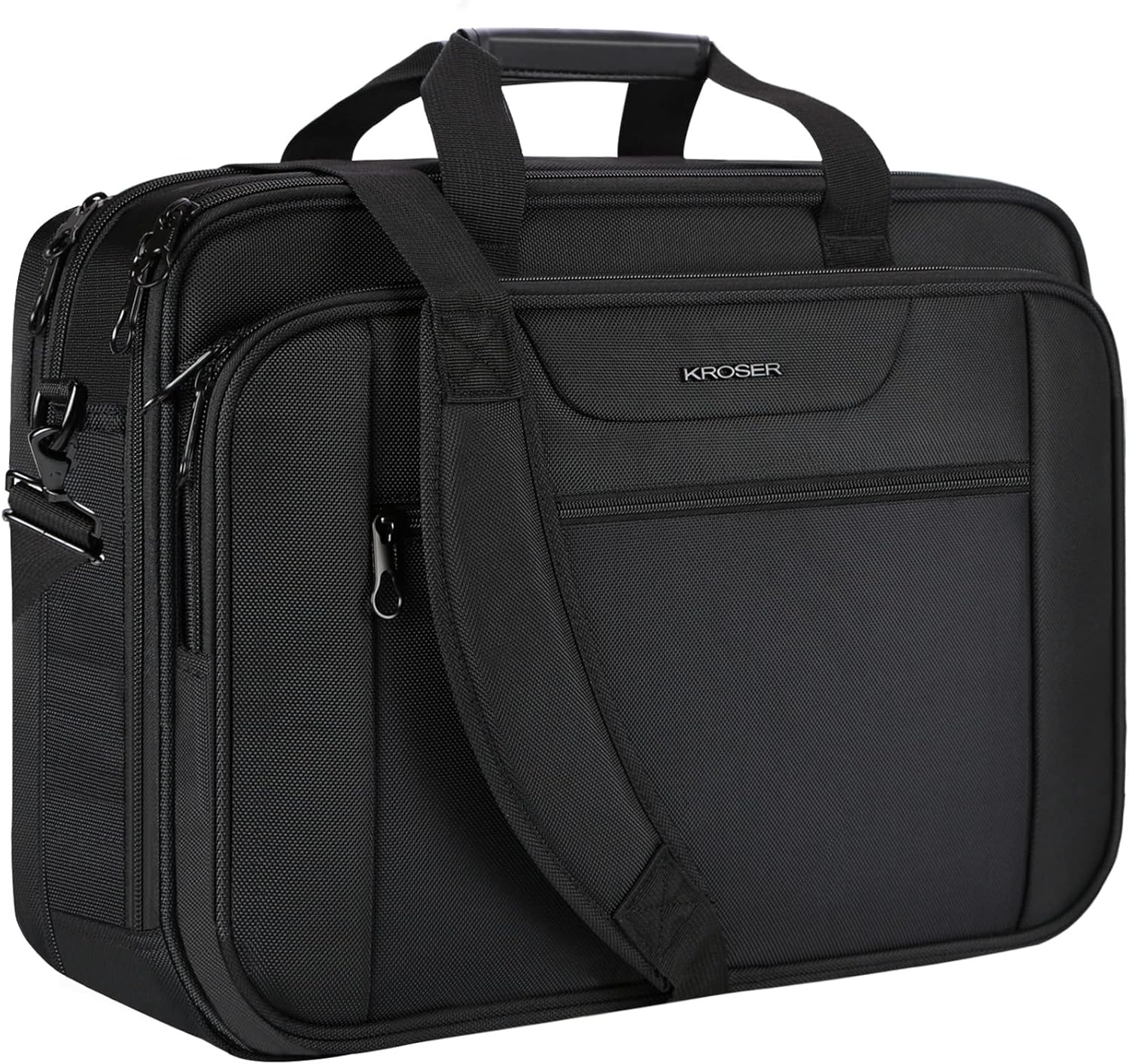 Rockrose Laptop Bag, XXL, 18.5-Inch (47 cm) Shoulder Bag, Business Briefcase Fits up to 18-Inch Waterproof Shoulder Bag, Expandable Capacity for Travel/School/Men/Women, Black