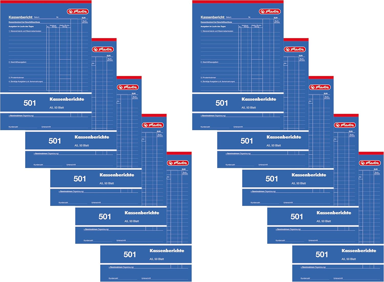 Herlitz Cash Report Pad A5 Pack of 10 50 Sheets