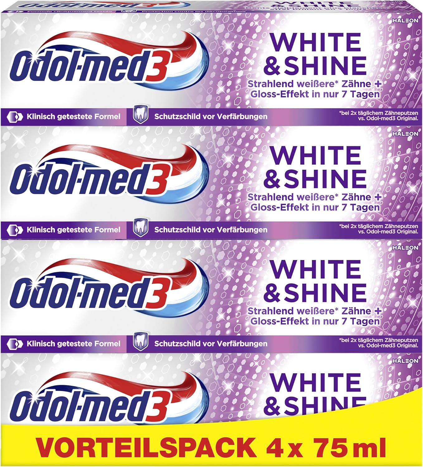 Odol-med3 Toothpaste White and Shine Whitening Effect, Smooth Teeth, Anti Discolouration, Caries Protection, Toothpaste for Fresh Breath, 75 ml