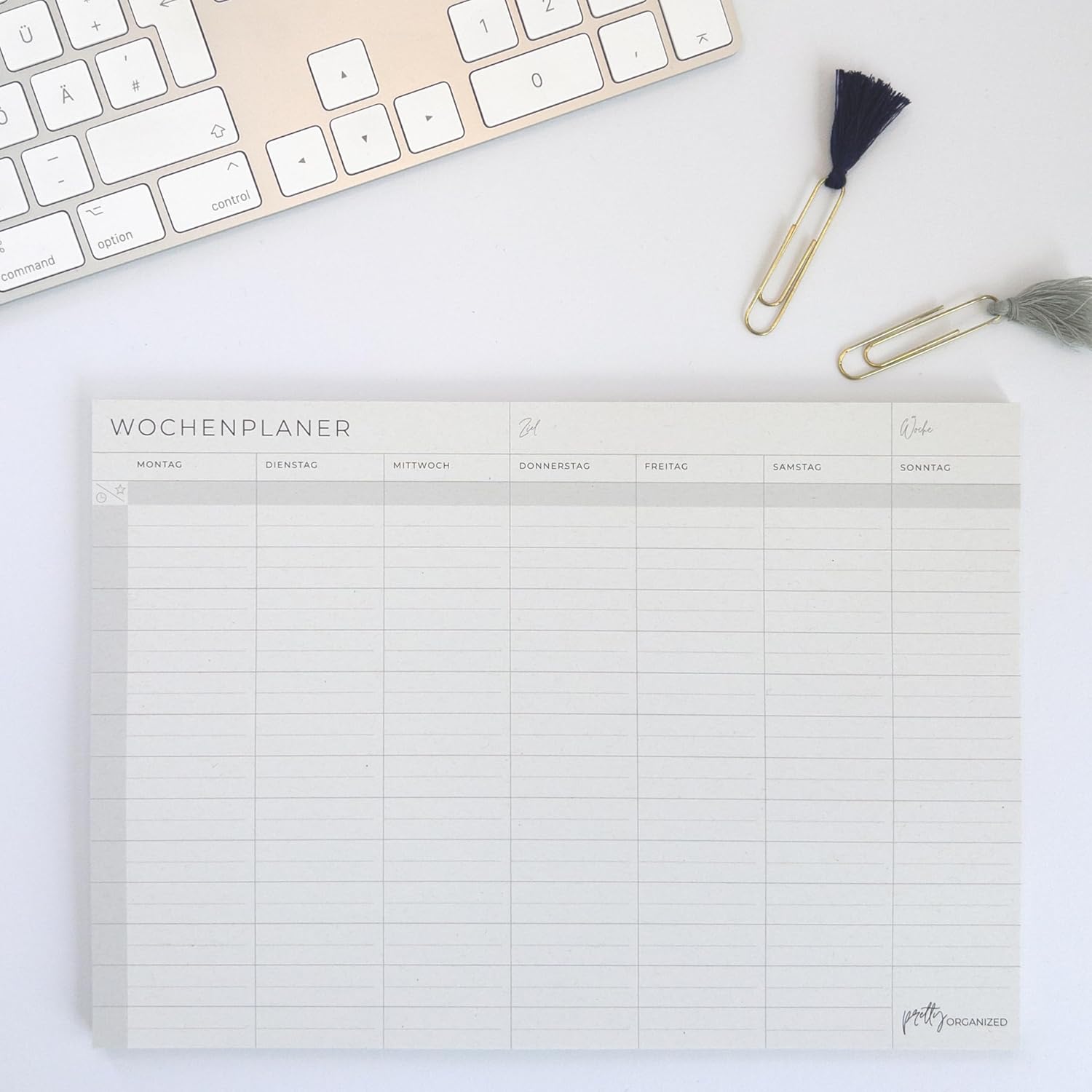 Pretty Organised Weekly Planner Pad without Fixed Times in Modern & Minimalist Design, Ideal for Time Blocking, Suitable for A4 and A5 Notebook, Sustainably Made – Bild 8