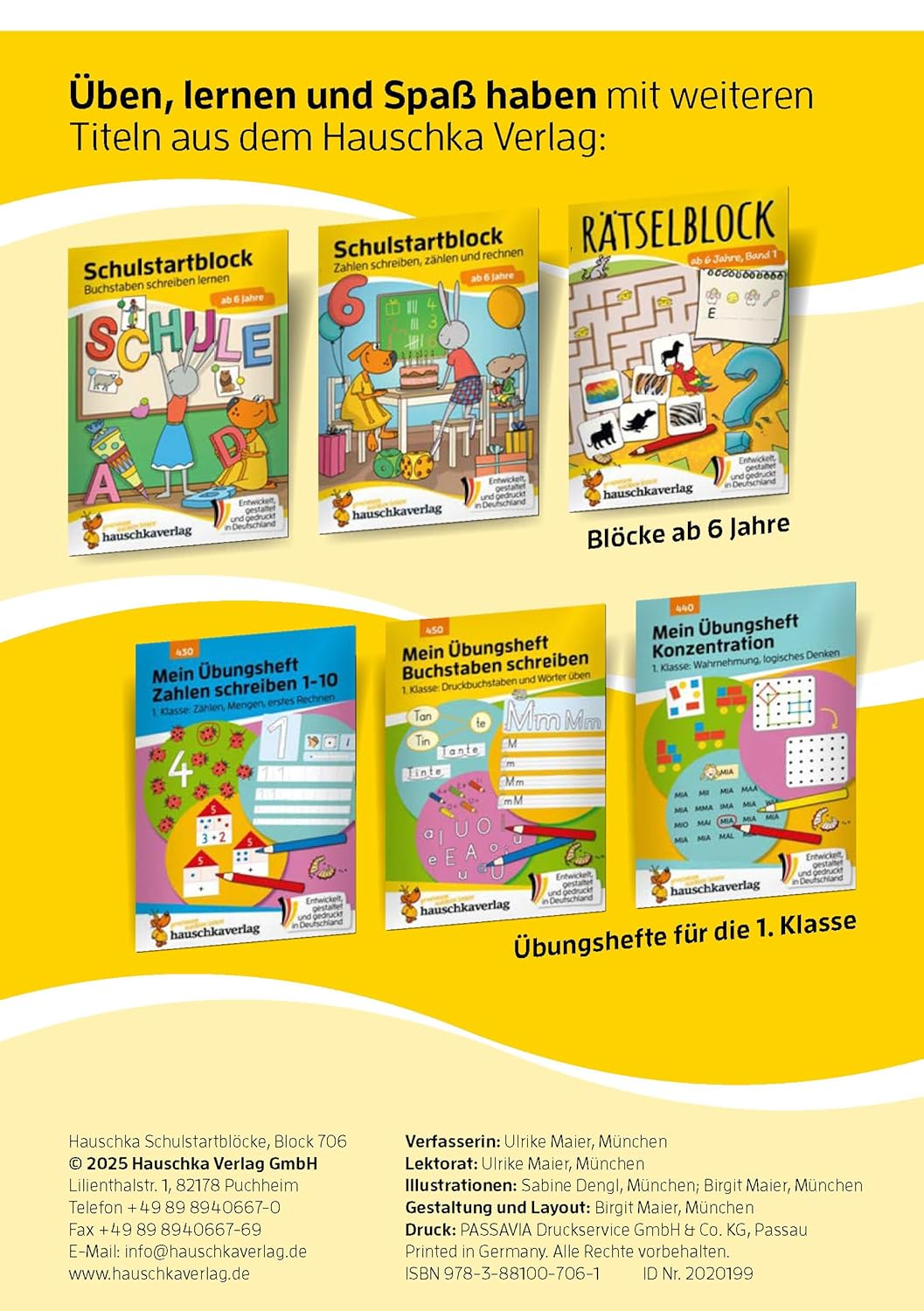 Schulstart-Block ab 6 Jahre – Kunterbunte Übungen zum Schulanfang: Vorschule und Schulanfang – Einschulung Mädchen, Einschulung Junge - Buchstaben und ... Vorschule und Einschulung, Band 706) – Bild 10