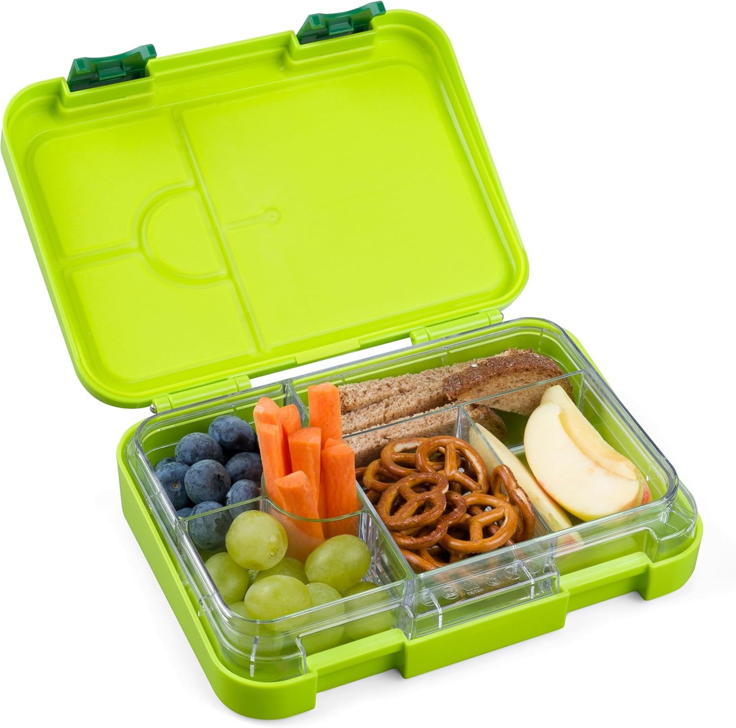 JOLLY Lunch Box, Leak-proof Lunch Box with Removable Compartments, BPA-Free & Dishwasher Safe, Child-Friendly, Compact & Robust, Ideal for School, Trips & Nursery, Green