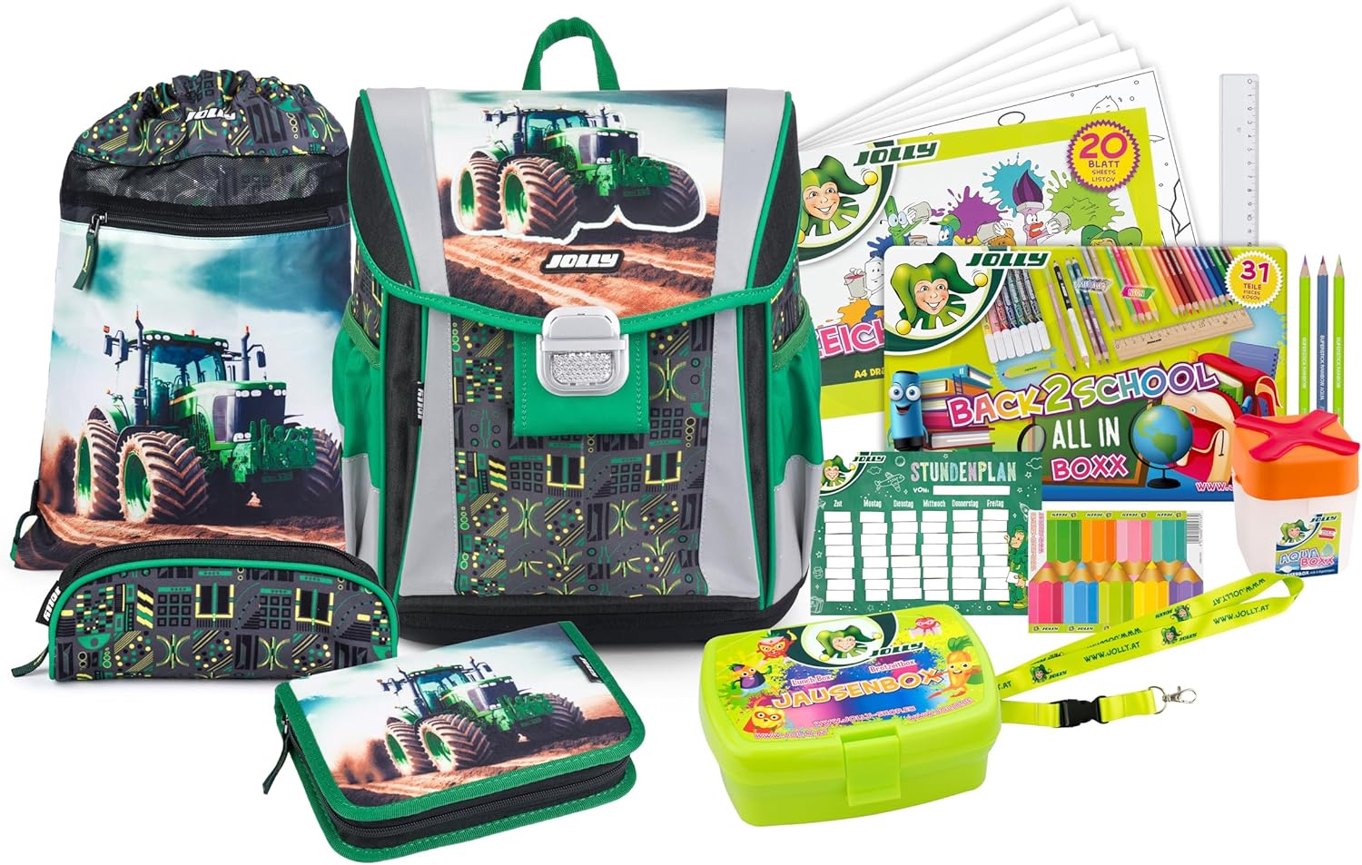 JOLLY Classic School Bag Set 46 Pieces Including Gym Bag, Shake Penal and Spring Pennal with Reflective and Child-friendly Closure, Safety Strips for Visibility – Bild 2