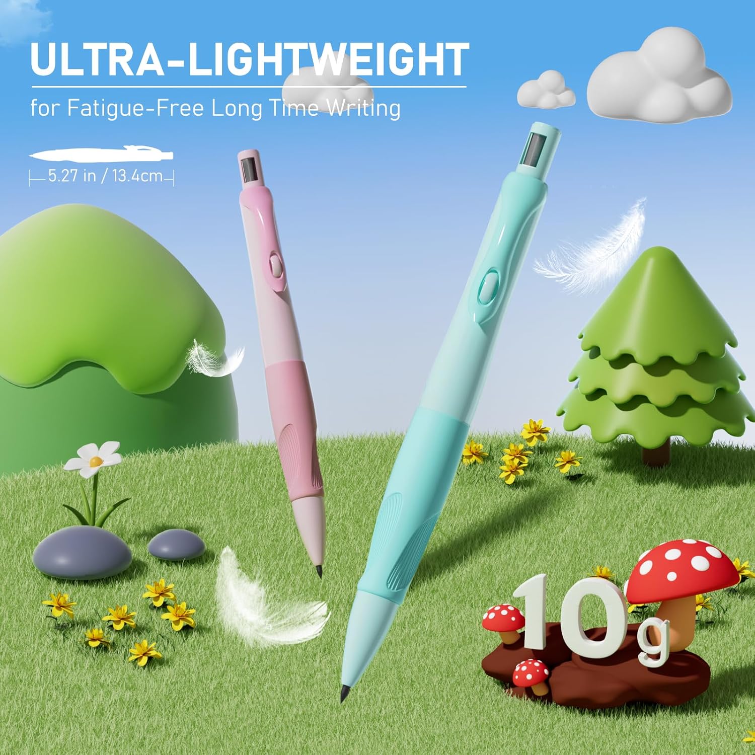 Four Candies Ergonomic Mechanical Pencil Set, 4 Cute Mechanical Pencils 2 mm with 44 HB Pencil Leads, 2 Sharpeners/Erasers, Lead Pencil Set for Writing and Drawing – Bild 4